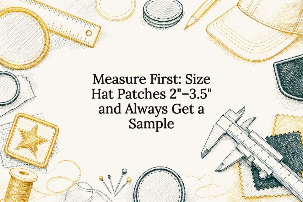 Decorative hat patch sizing title card