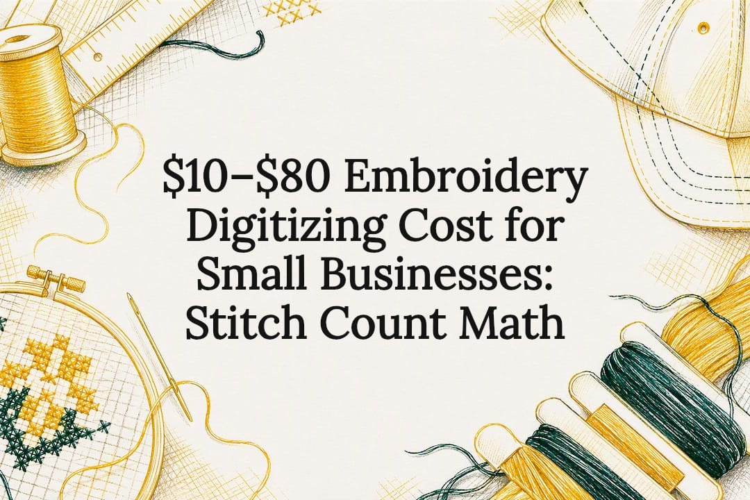$10–$80 Embroidery Digitizing Cost for Small Businesses: Stitch Count Math