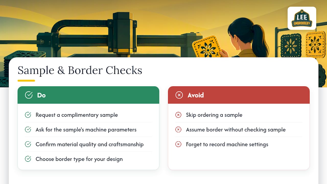 How Lee Embroidery approaches laser-cut borders — overview diagram
