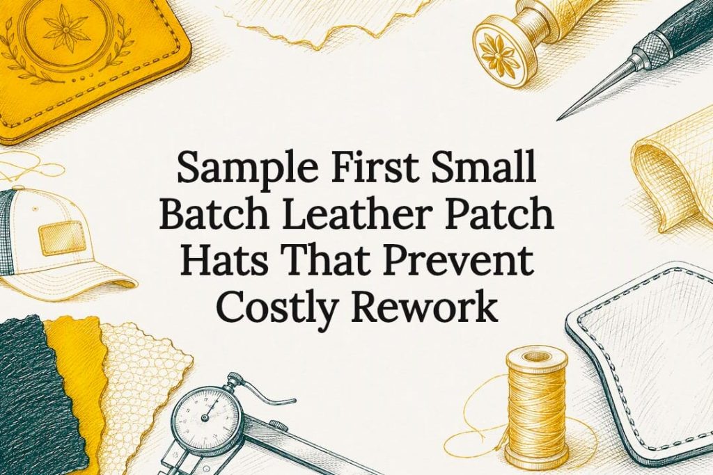 Decorative leather patch hat title card