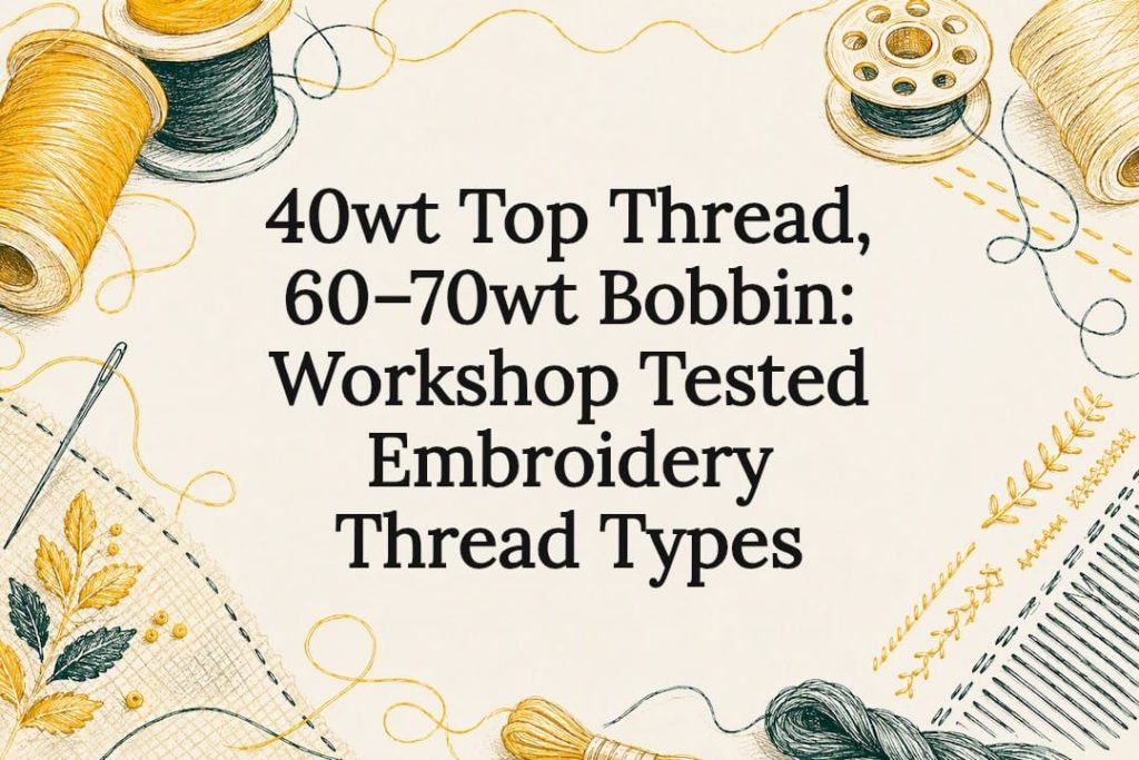 Decorative embroidery thread title card