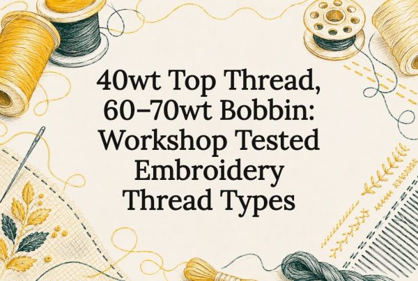 Decorative embroidery thread title card