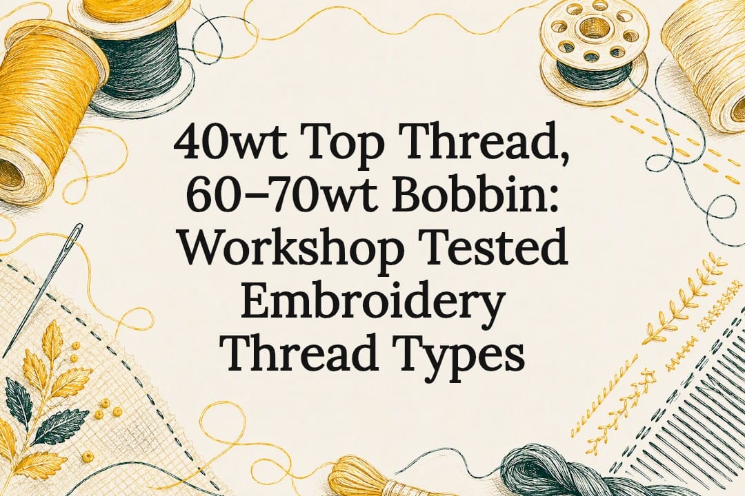 40wt Top Thread, 60–70wt Bobbin: Workshop Tested Embroidery Thread Types