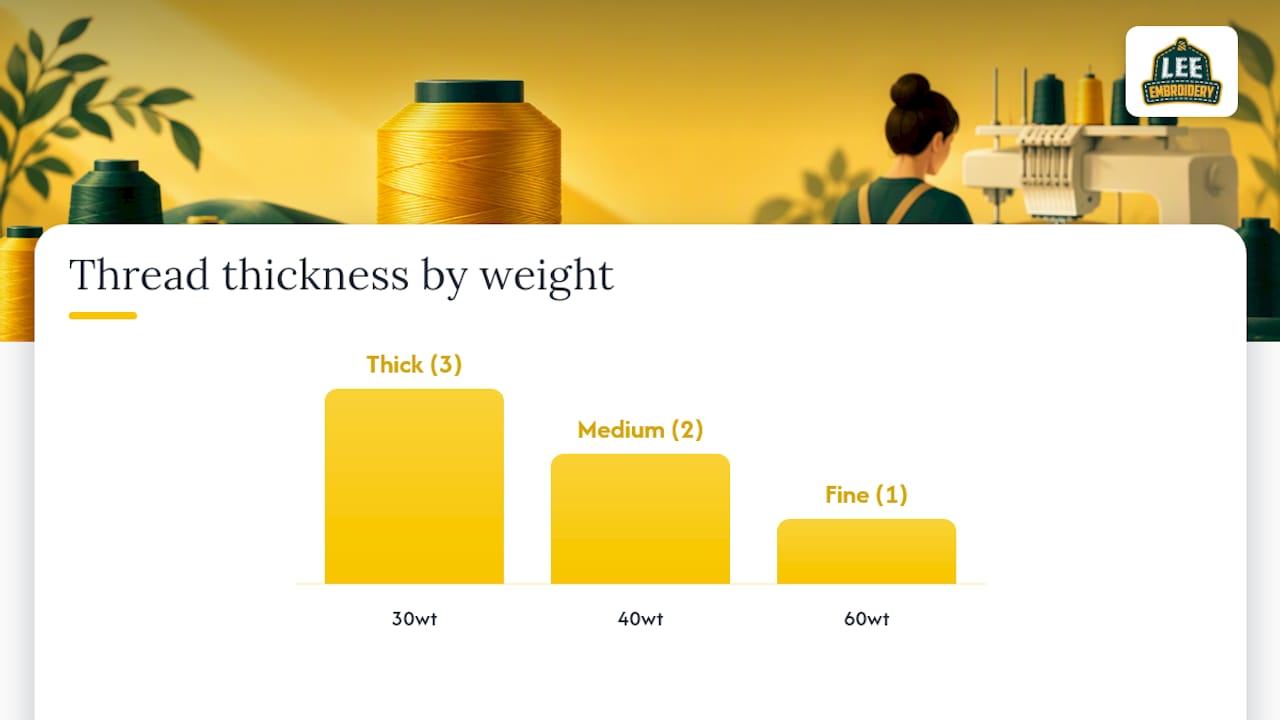 Comparison of embroidery thread weights