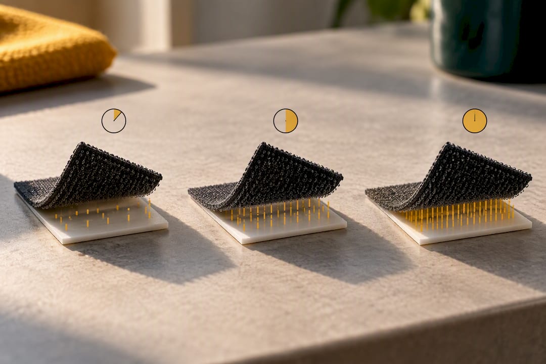 Illustration of adhesive patch curing stages