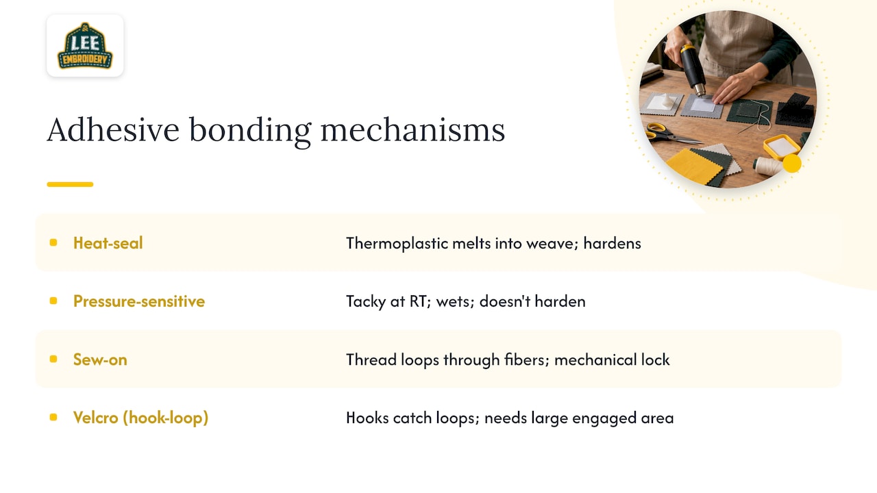 Four patch backing mechanisms compared
