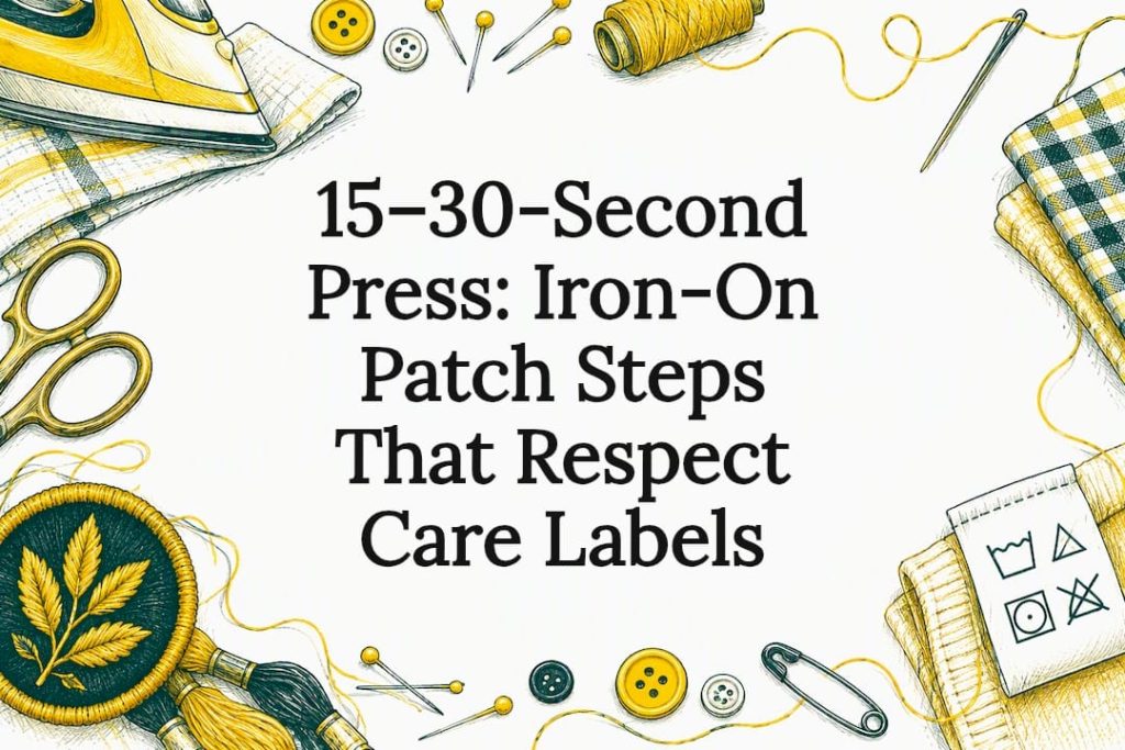 Iron-on patch care title card