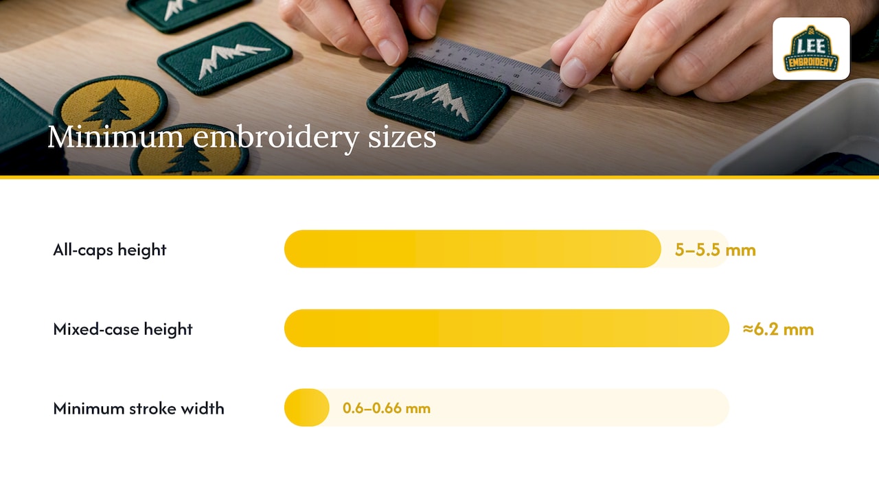 Minimum lettering heights and stroke width
