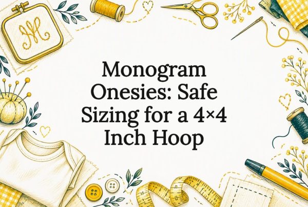 Embroidered hoop and onesie title card