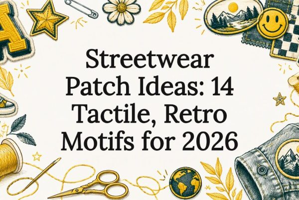 Sketch of patches and embroidery tools