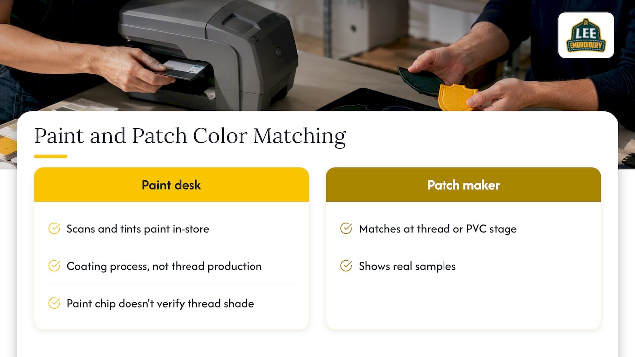 Paint matching and patch color sampling compared