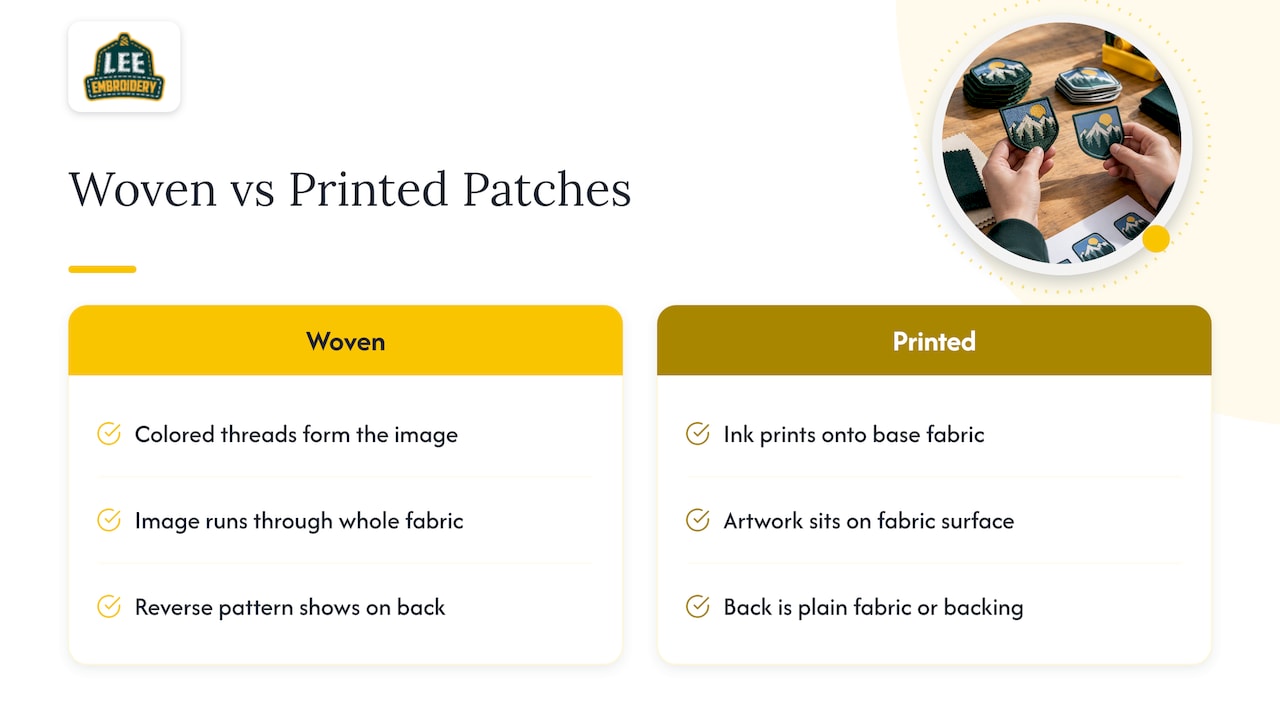 What "woven" and "printed" actually mean — overview diagram