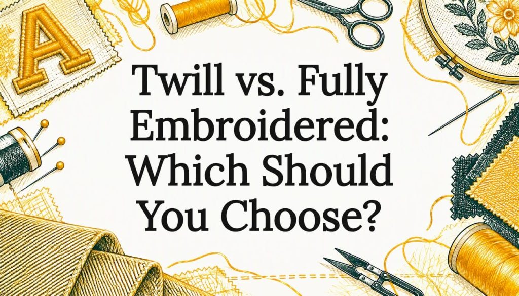 Twill and embroidery sketch title card