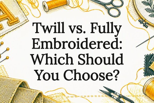 Twill and embroidery sketch title card